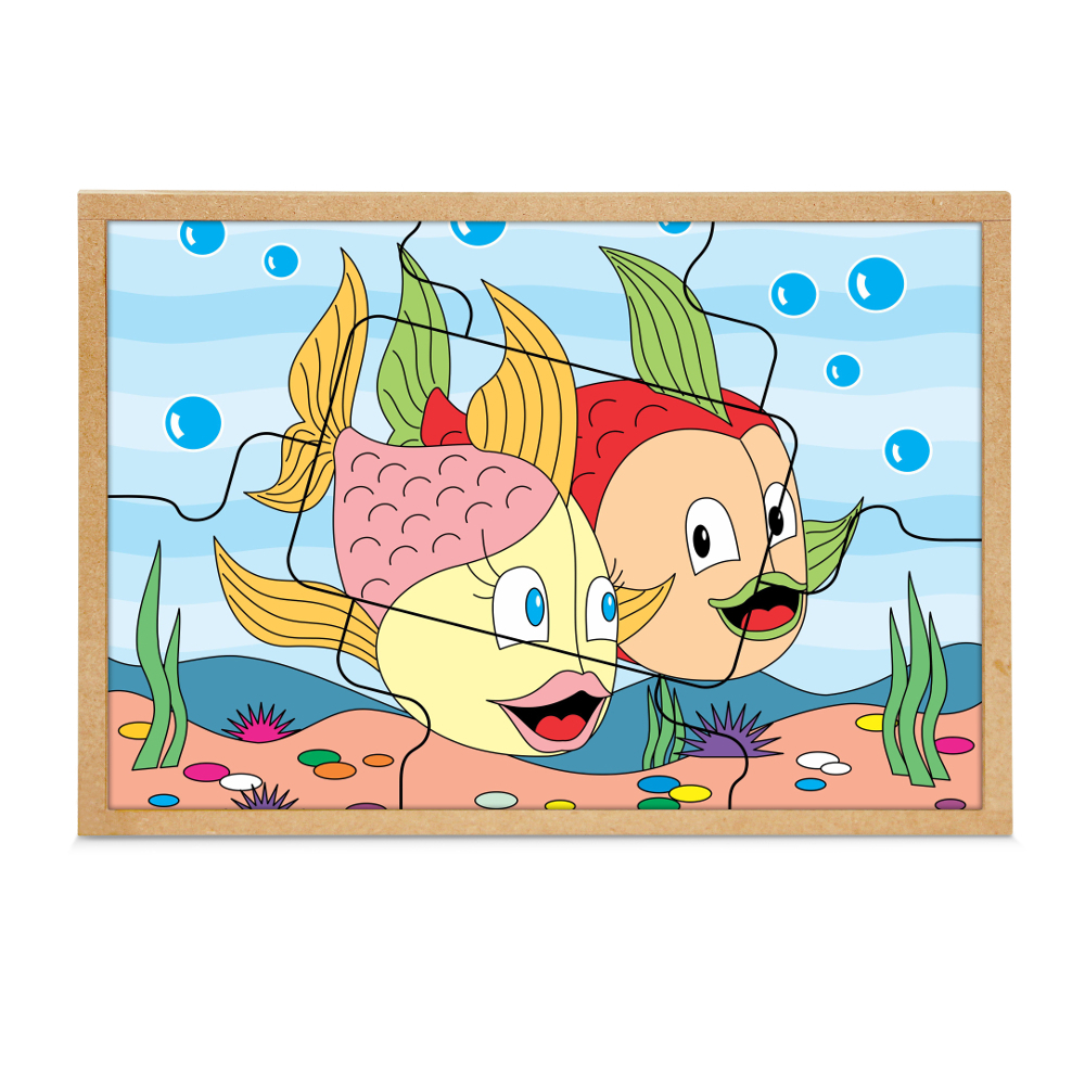 Jogo de quebra-cabeça de peixe de desenhos animados