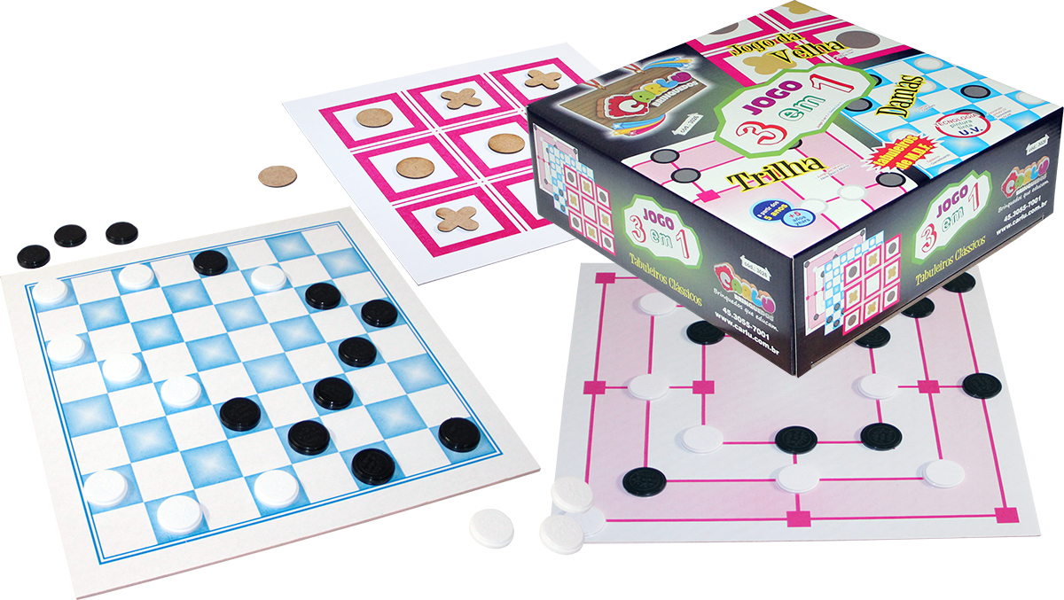 Ludo Dama Trilha 3 Jogos - papelariamalibu