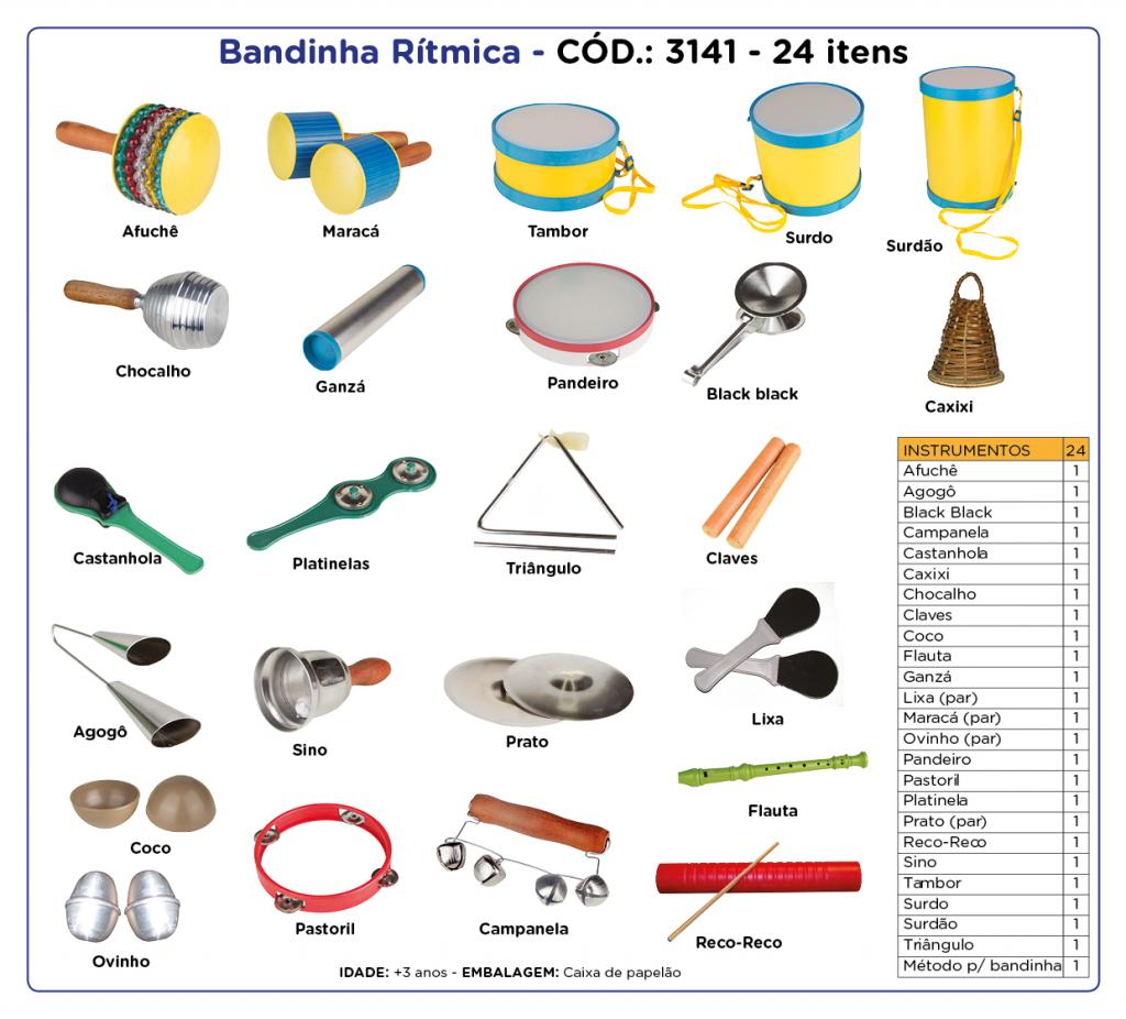 Bandinha Ritmica - Kit Com 20 Instrumentos Musicais